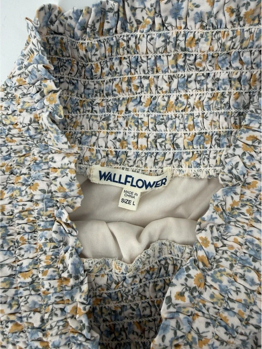 NWT Wallflower Skirt Women Large Blue Yellow Floral Tiered PullOn Lined Romantic